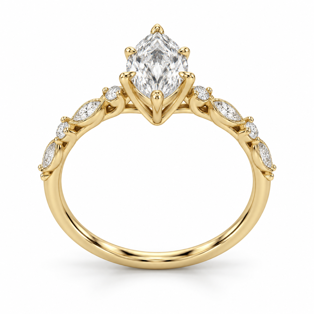 Marquise Vine Lab-Grown Diamond Engagement Ring — side illustrative render