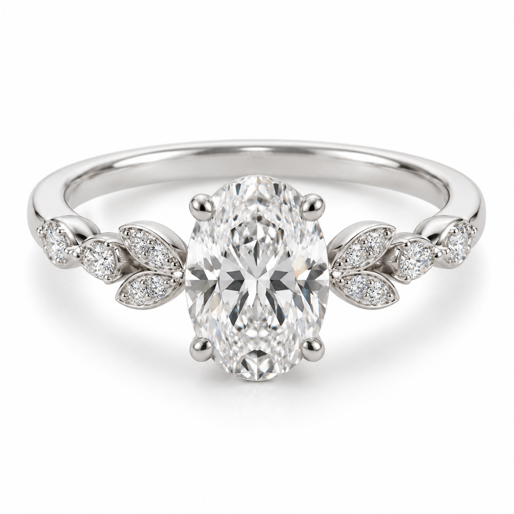 Oval Floating Marquise Lab-Grown Diamond Engagement Ring — main illustrative render