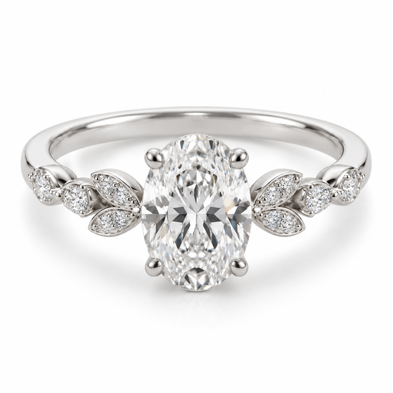 Oval Floating Marquise Lab-Grown Diamond Engagement Ring — main illustrative render