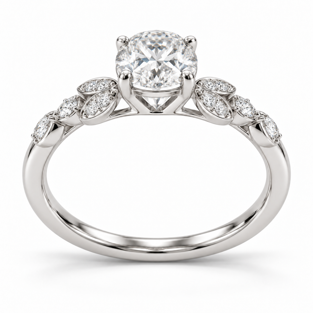 Oval Floating Marquise Lab-Grown Diamond Engagement Ring — side illustrative render