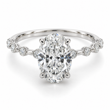 Oval Diamond Station Lab-Grown Diamond Engagement Ring — main illustrative render