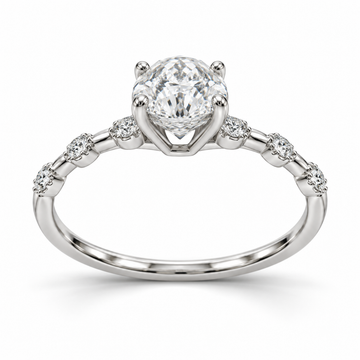 Oval Diamond Station Lab-Grown Diamond Engagement Ring — side illustrative render