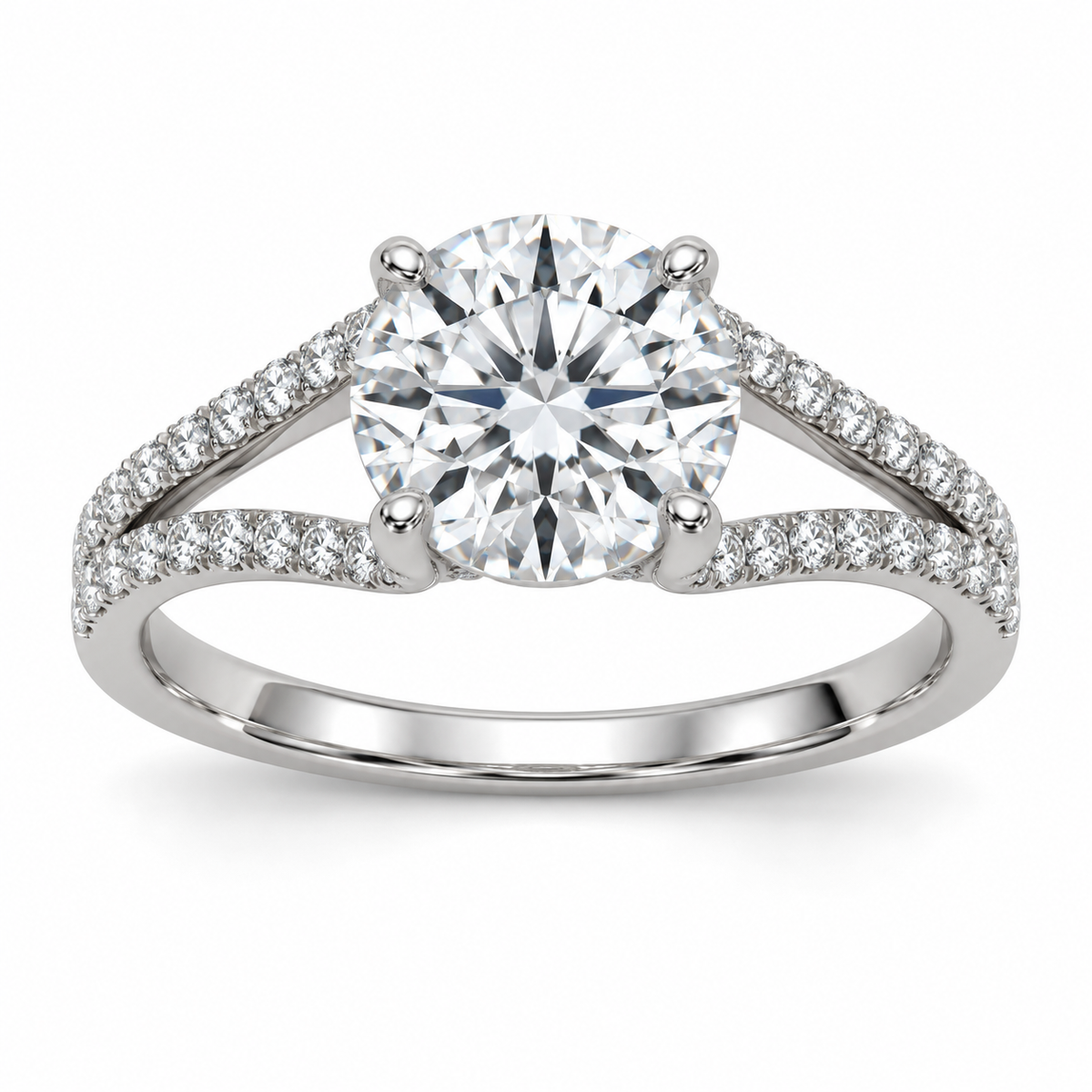 Round Open Split Shank Lab-Grown Diamond Engagement Ring — main illustrative render