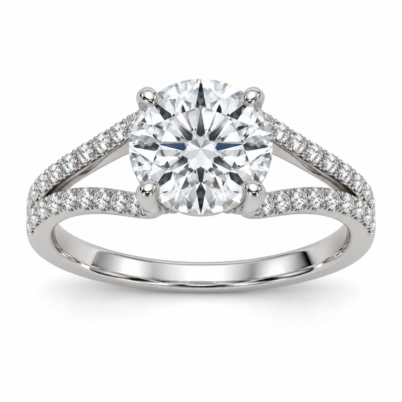 Round Open Split Shank Lab-Grown Diamond Engagement Ring — main illustrative render
