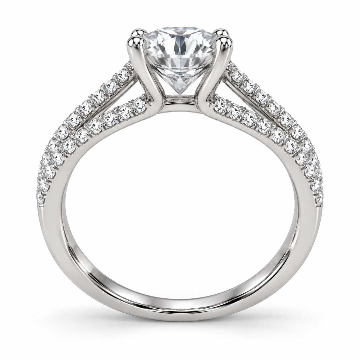 Round Open Split Shank Lab-Grown Diamond Engagement Ring — side illustrative render