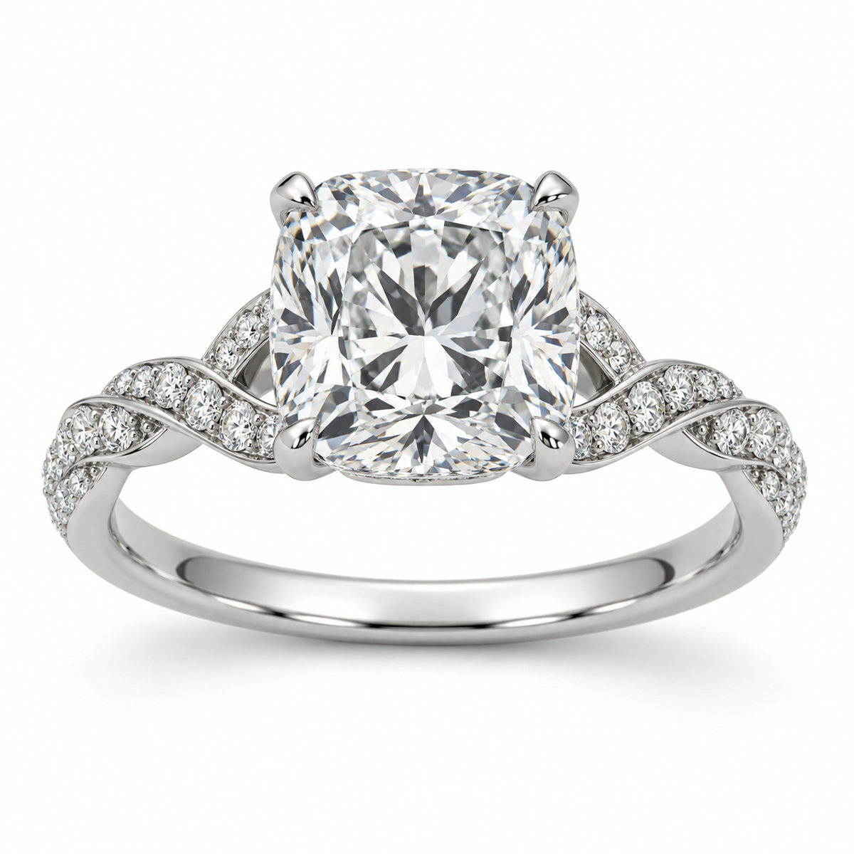 Cushion Swirl Lab-Grown Diamond Engagement Ring — main illustrative render