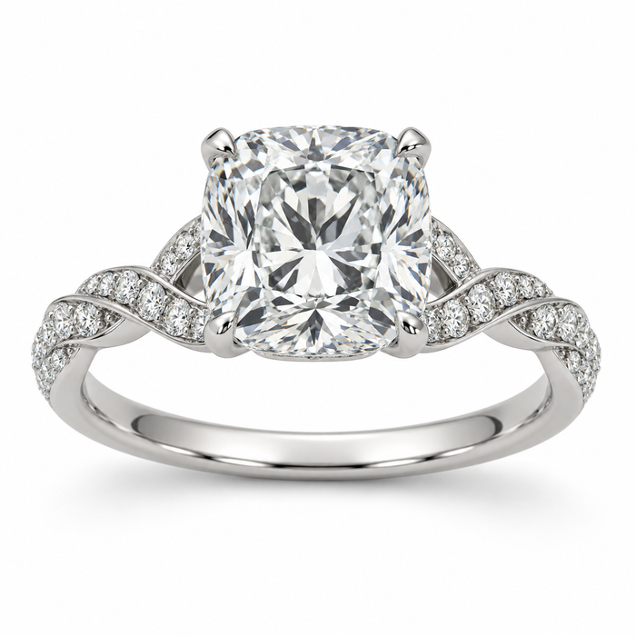 Cushion Swirl Lab-Grown Diamond Engagement Ring — main illustrative render
