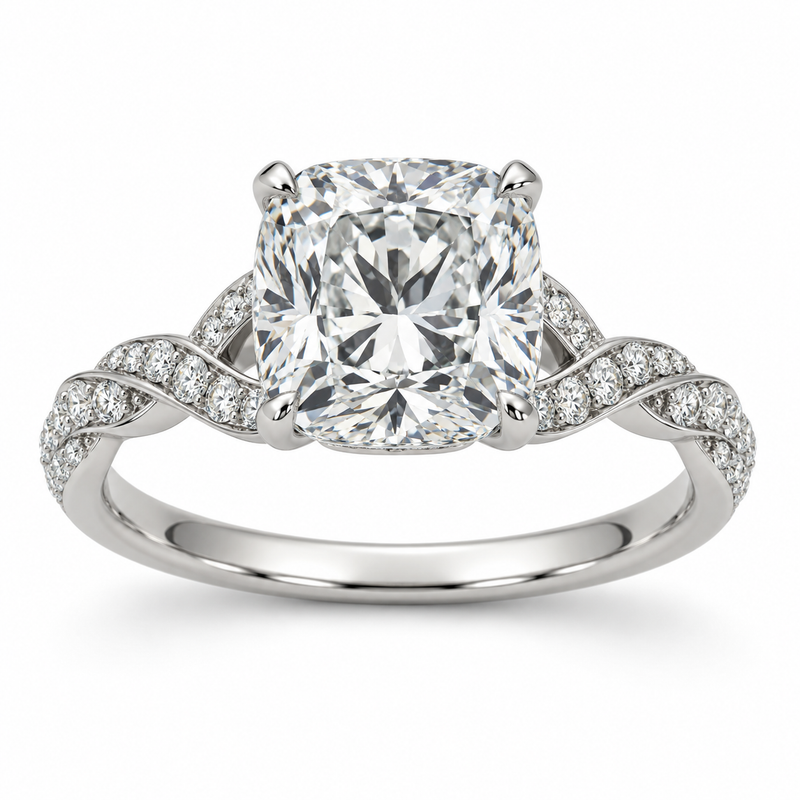 Cushion Swirl Lab-Grown Diamond Engagement Ring — main illustrative render