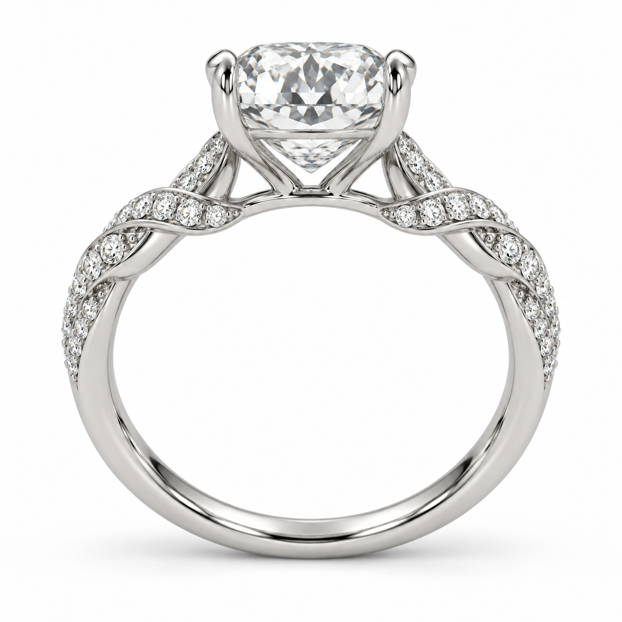 Cushion Swirl Lab-Grown Diamond Engagement Ring — side illustrative render