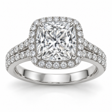 Cushion Double Row Halo Lab-Grown Diamond Engagement Ring — main illustrative render