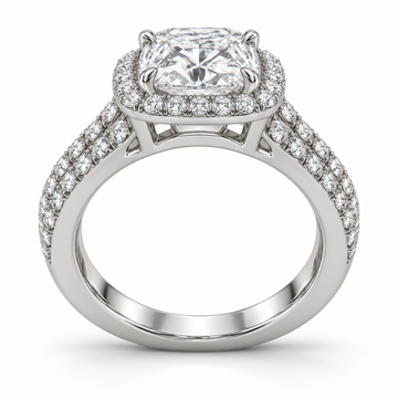 Cushion Double Row Halo Lab-Grown Diamond Engagement Ring — side illustrative render