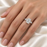 Emerald Baguette Three Stone Lab-Grown Diamond Engagement Ring — on-hand illustrative render