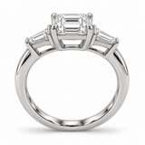 Emerald Baguette Three Stone Lab-Grown Diamond Engagement Ring — side illustrative render