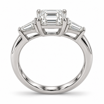 Emerald Baguette Three Stone Lab-Grown Diamond Engagement Ring — side illustrative render