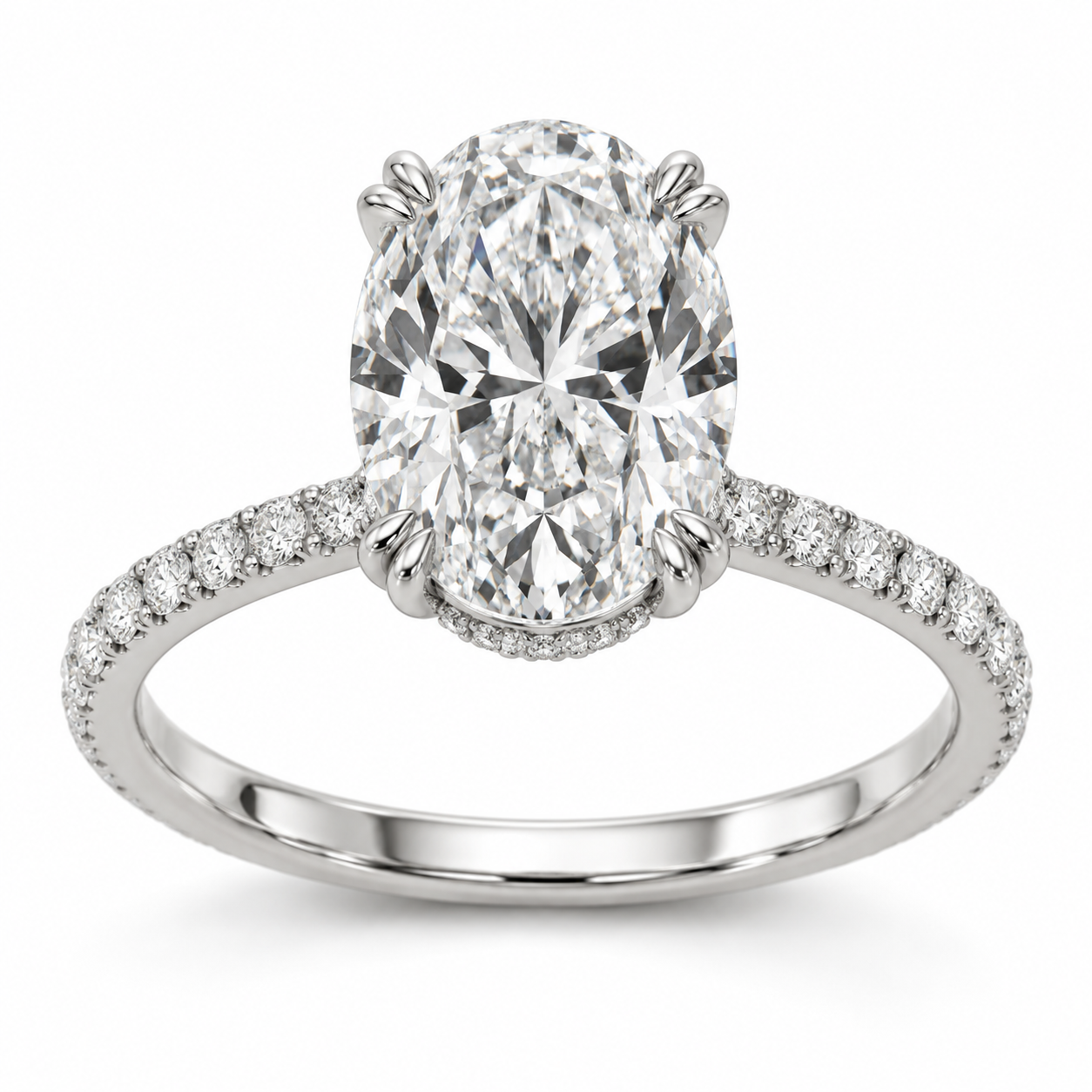 Oval Double Prong Hidden Halo Lab-Grown Diamond Engagement Ring — main illustrative render