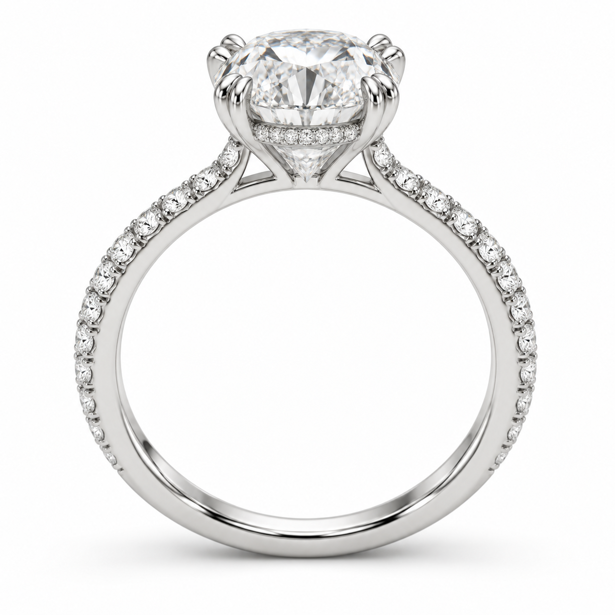 Oval Double Prong Hidden Halo Lab-Grown Diamond Engagement Ring — side illustrative render