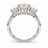 Illustrative render — Round Three-Stone Lab-Grown Diamond Engagement Ring — side view