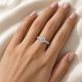 Illustrative render — Round Graduated Lab-Grown Diamond Engagement Ring — on-hand view