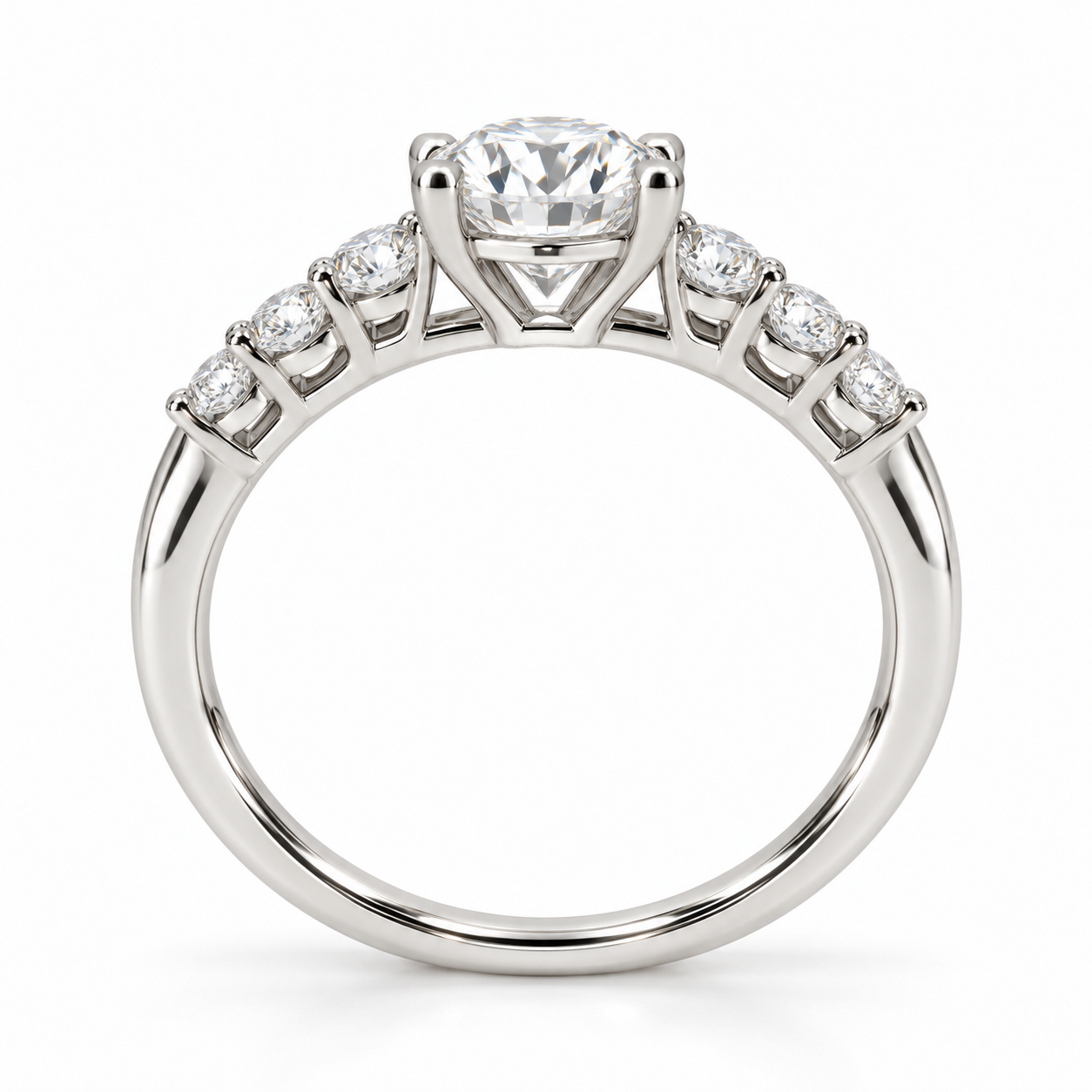 Illustrative render — Round Graduated Lab-Grown Diamond Engagement Ring — side view