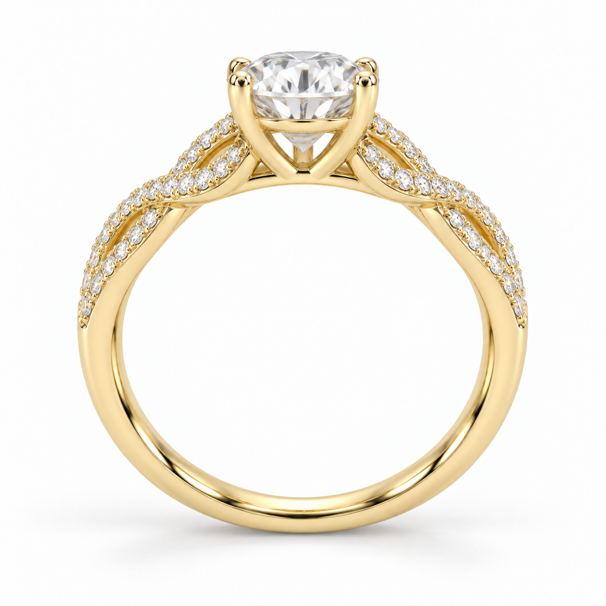 Illustrative render — Round Double Twist Lab-Grown Diamond Engagement Ring — side view