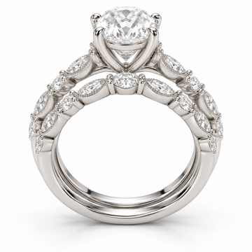 Illustrative render — Oval Lab-Grown Diamond Bridal Set — side view