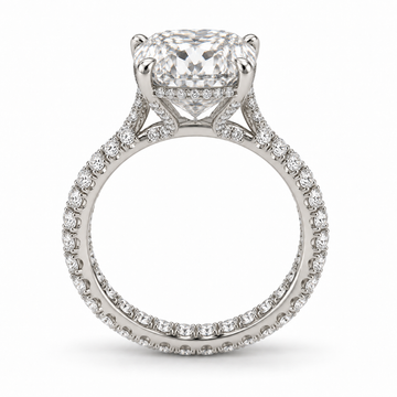 Illustrative render — Elongated Cushion Eternity Lab-Grown Diamond Engagement Ring — side view