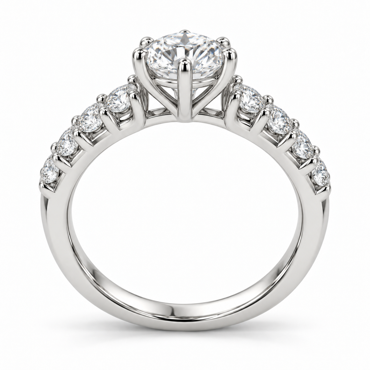 Illustrative render — Round Split Prong Accent Lab-Grown Diamond Engagement Ring — side view