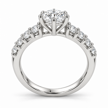 Illustrative render — Round Split Prong Accent Lab-Grown Diamond Engagement Ring — side view