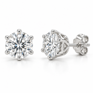 crown lab diamond studs, Round, 14K white gold — illustrative design rendering