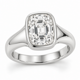 Vintage Elongated Cushion Bezel Solitaire Lab-Grown Diamond Engagement Ring in 14K White Gold — illustrative rendering