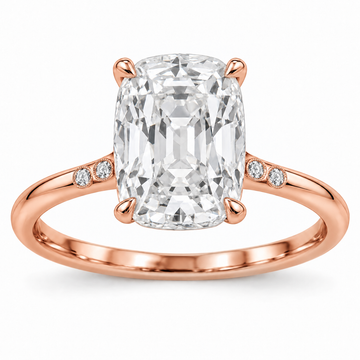 Vintage Elongated Cushion Accent Lab-Grown Diamond Engagement Ring in 14K Rose Gold — illustrative rendering