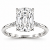 Vintage Elongated Cushion Accent Lab-Grown Diamond Engagement Ring in 14K White Gold — illustrative rendering