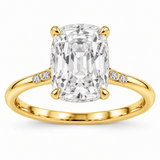 Vintage Elongated Cushion Accent Lab-Grown Diamond Engagement Ring in 14K Yellow Gold — illustrative rendering