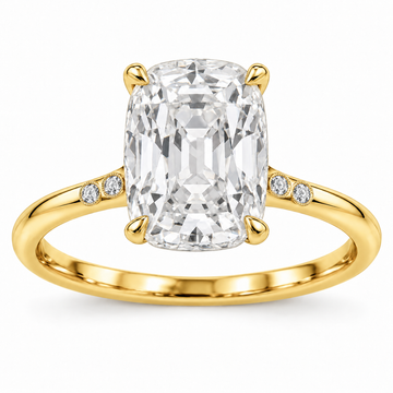 Vintage Elongated Cushion Accent Lab-Grown Diamond Engagement Ring in 14K Yellow Gold — illustrative rendering