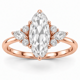 Vintage Moval Floral Side-Stone Lab-Grown Diamond Engagement Ring in 14K Rose Gold — illustrative rendering