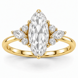 Vintage Moval Floral Side-Stone Lab-Grown Diamond Engagement Ring in 14K Yellow Gold — illustrative rendering