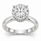 Vintage Old European Double-Row Hidden Halo Lab-Grown Diamond Engagement Ring in 14K White Gold — illustrative rendering