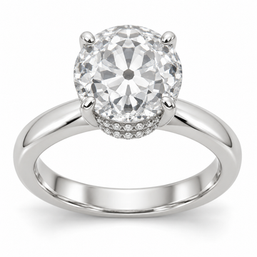 Vintage Old European Double-Row Hidden Halo Lab-Grown Diamond Engagement Ring in 14K White Gold — illustrative rendering