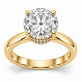 Vintage Old European Double-Row Hidden Halo Lab-Grown Diamond Engagement Ring in 14K Yellow Gold — illustrative rendering