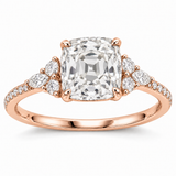 Vintage Old Mine Cushion Diamond Cluster Lab-Grown Diamond Engagement Ring in 14K Rose Gold — illustrative rendering