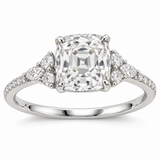 Vintage Old Mine Cushion Diamond Cluster Lab-Grown Diamond Engagement Ring in 14K White Gold — illustrative rendering