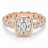 Vintage Elongated Cushion Bezel Diamond Band Lab-Grown Diamond Engagement Ring in 14K Rose Gold — illustrative rendering