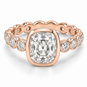 Vintage Elongated Cushion Bezel Diamond Band Lab-Grown Diamond Engagement Ring in 14K Rose Gold — illustrative rendering