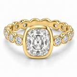 Vintage Elongated Cushion Bezel Diamond Band Lab-Grown Diamond Engagement Ring in 14K Yellow Gold — illustrative rendering