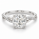 Vintage Old Mine Cushion Twist Lab-Grown Diamond Engagement Ring in 14K White Gold — illustrative rendering