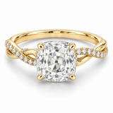 Vintage Old Mine Cushion Twist Lab-Grown Diamond Engagement Ring in 14K Yellow Gold — illustrative rendering