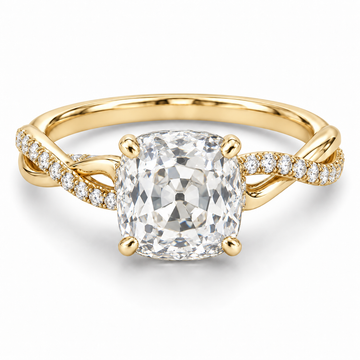Vintage Old Mine Cushion Twist Lab-Grown Diamond Engagement Ring in 14K Yellow Gold — illustrative rendering