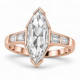 Vintage Dutch Marquise Baguette Lab-Grown Diamond Engagement Ring in 14K Rose Gold — illustrative rendering