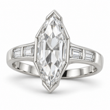 Vintage Dutch Marquise Baguette Lab-Grown Diamond Engagement Ring in 14K White Gold — illustrative rendering