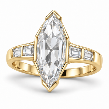 Vintage Dutch Marquise Baguette Lab-Grown Diamond Engagement Ring in 14K Yellow Gold — illustrative rendering